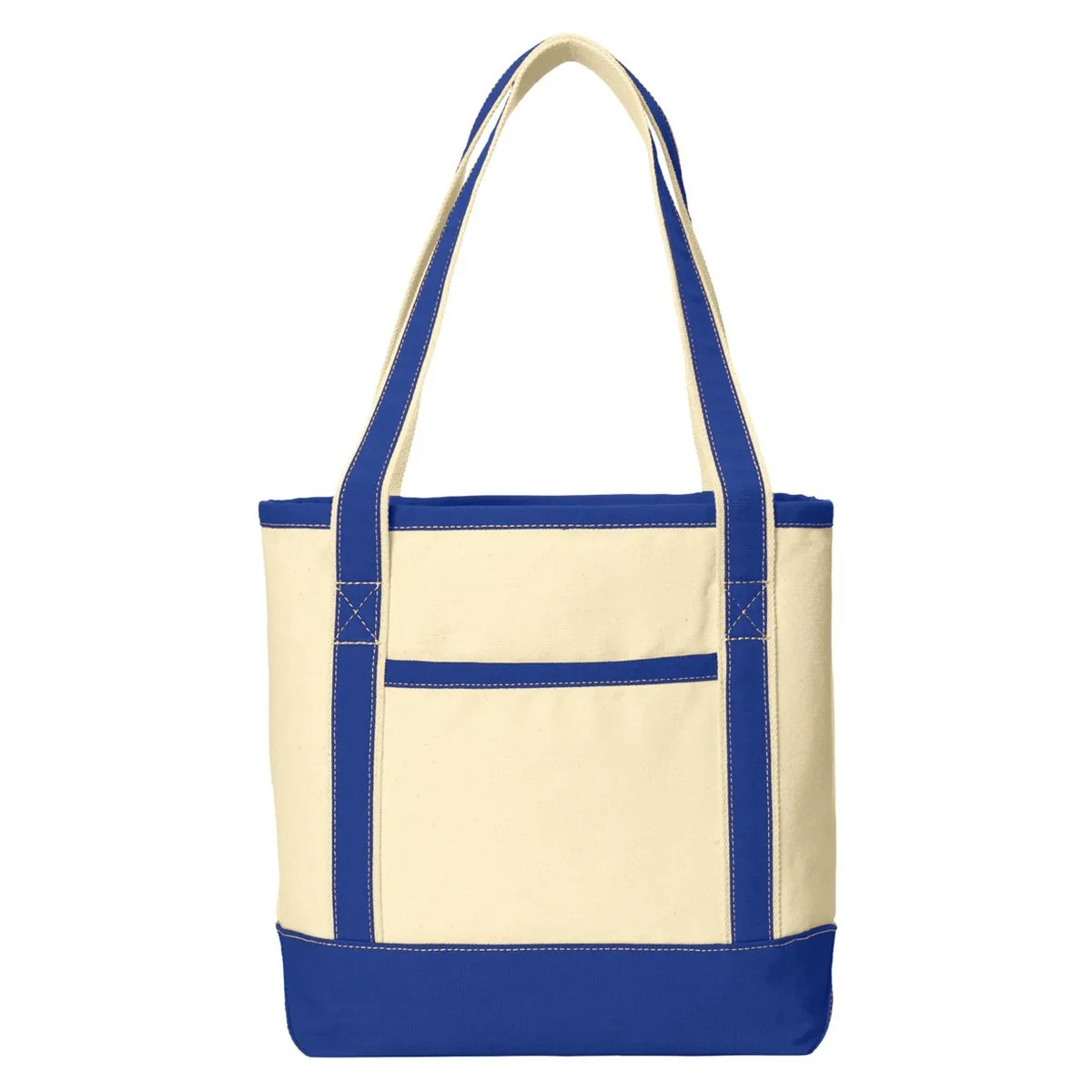 Port Authority Natural/True Royal Medium Cotton Canvas Boat Tote