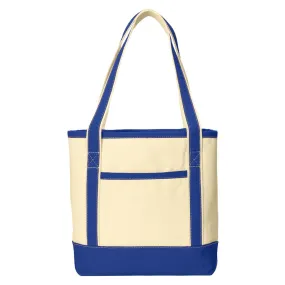 Port Authority Natural/True Royal Medium Cotton Canvas Boat Tote