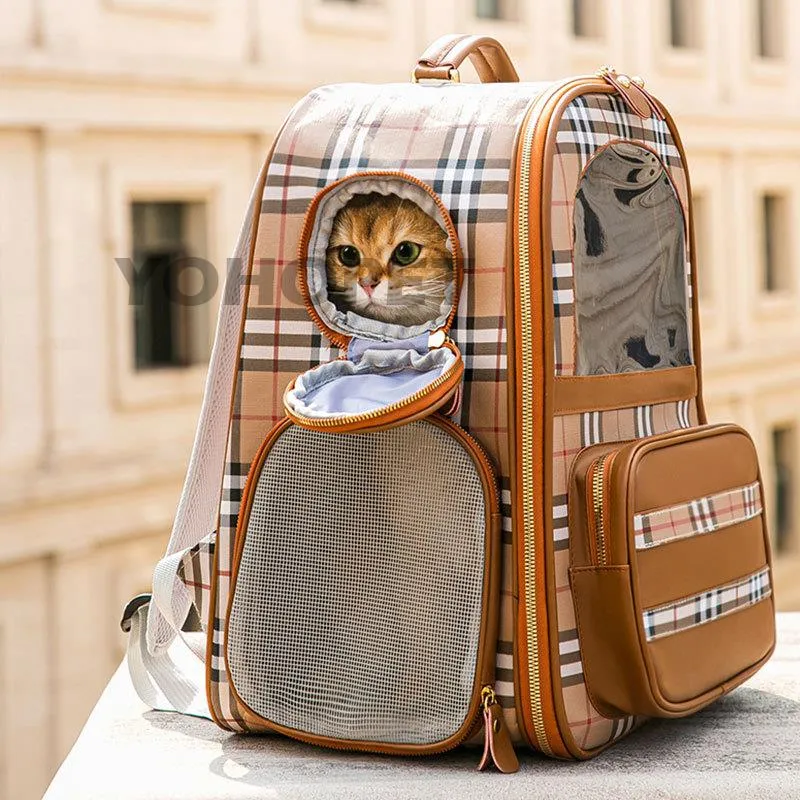 PU Leather Pet Carrier Backpack