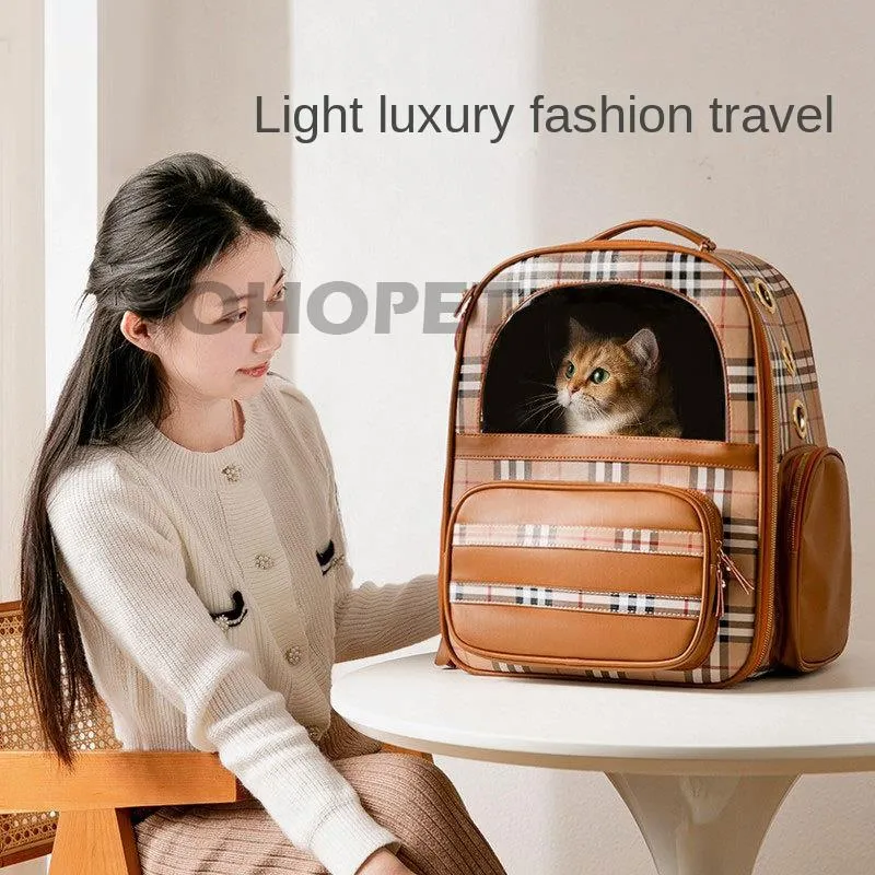 PU Leather Pet Carrier Backpack