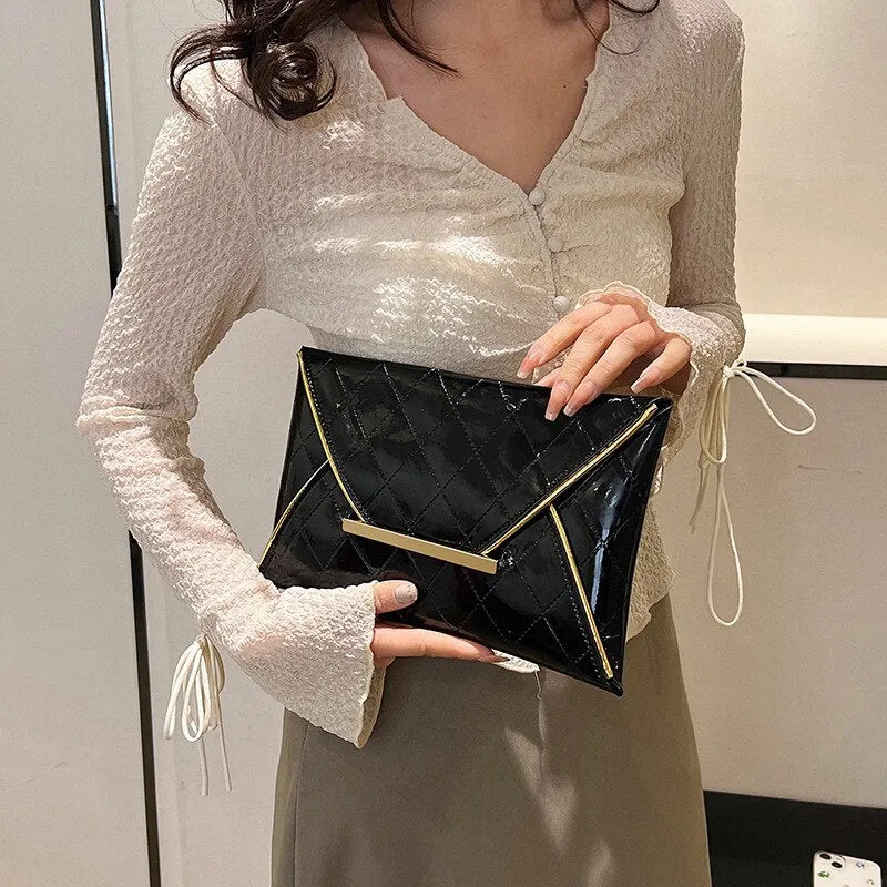 Quilted Flat Envelope Style Clutch Bags