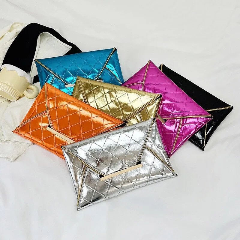 Quilted Flat Envelope Style Clutch Bags