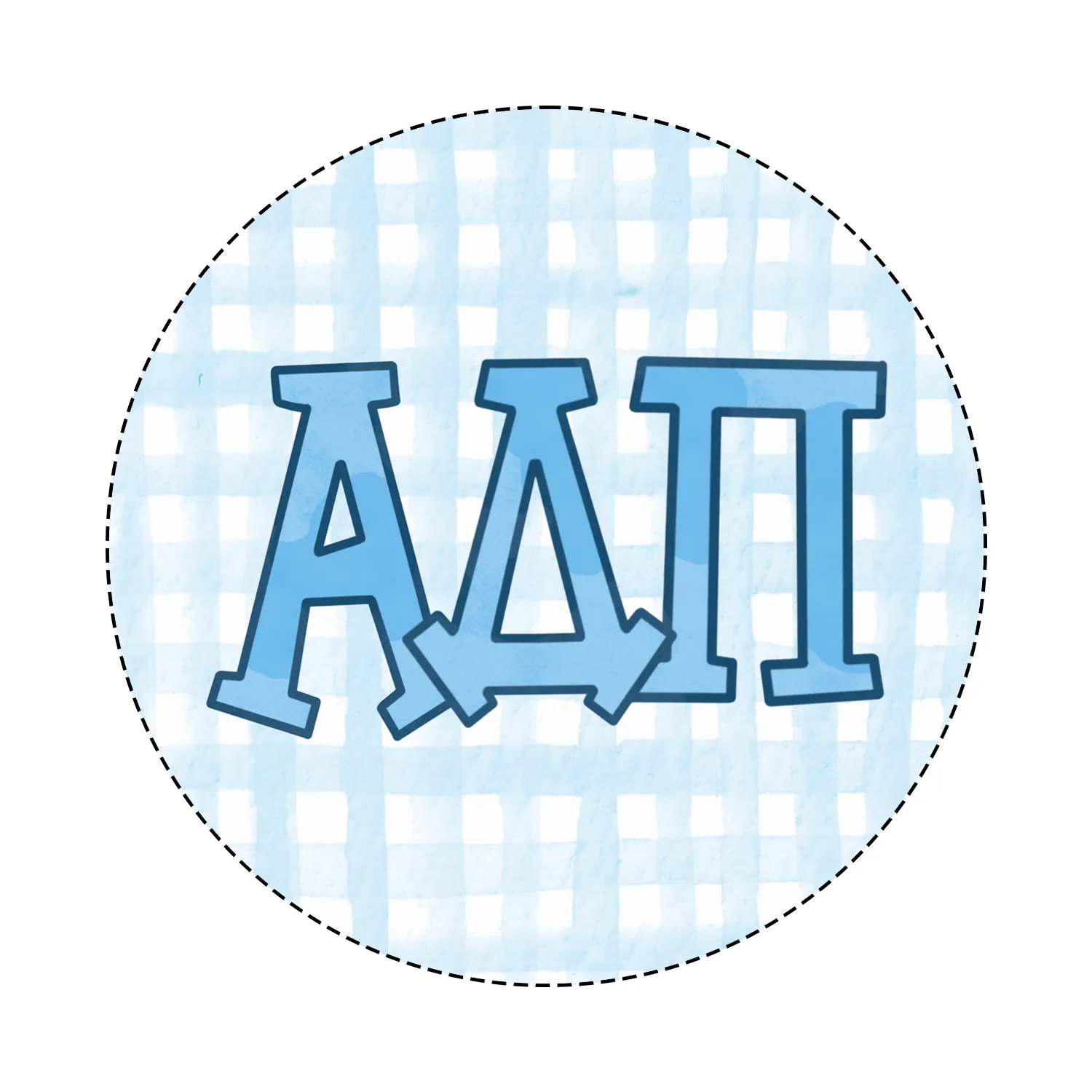 Sorority Watercolor Gingham Button