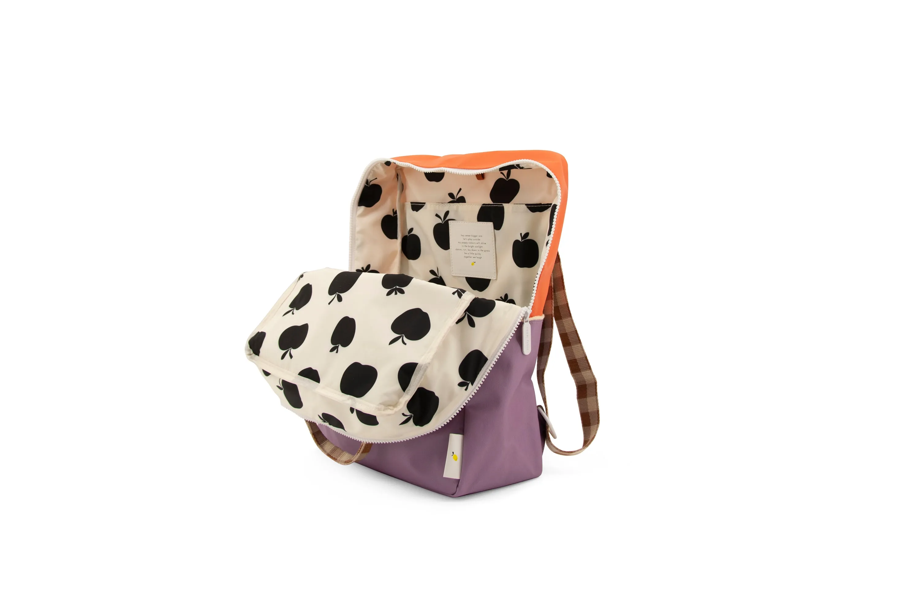 Sticky Lemon Colourblocking Large Backpack, OJ/Plum Purple/Schoolbus Brown