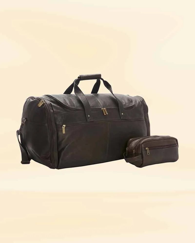 The Pricy Leather Large Duffle Bag Shaving Kit Combo