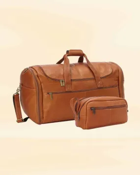 The Pricy Leather Large Duffle Bag Shaving Kit Combo