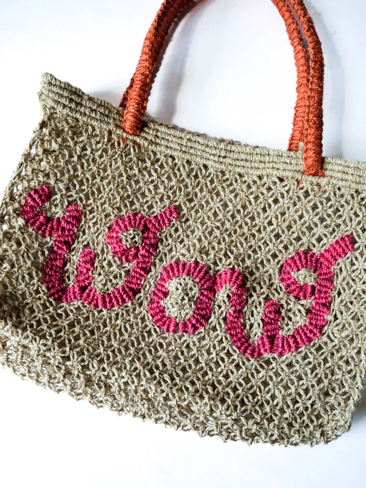 Tracy Wow Tote: Natural/Pink/Peach
