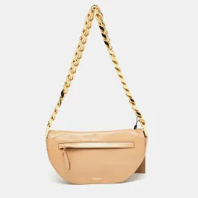 Trendy Inspired Burberry Beige Soft Leather Small Olympia Bag