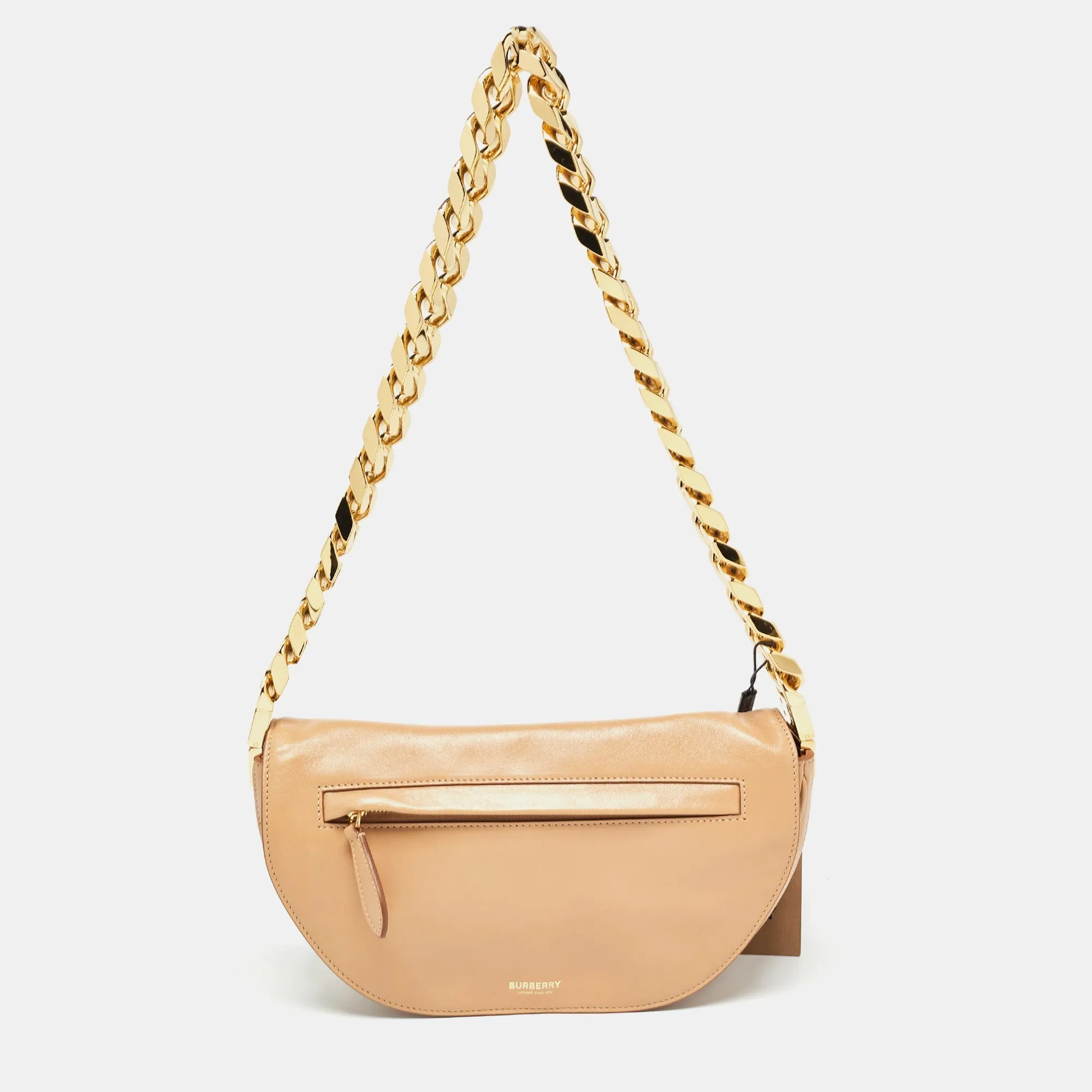 Trendy Inspired Burberry Beige Soft Leather Small Olympia Bag