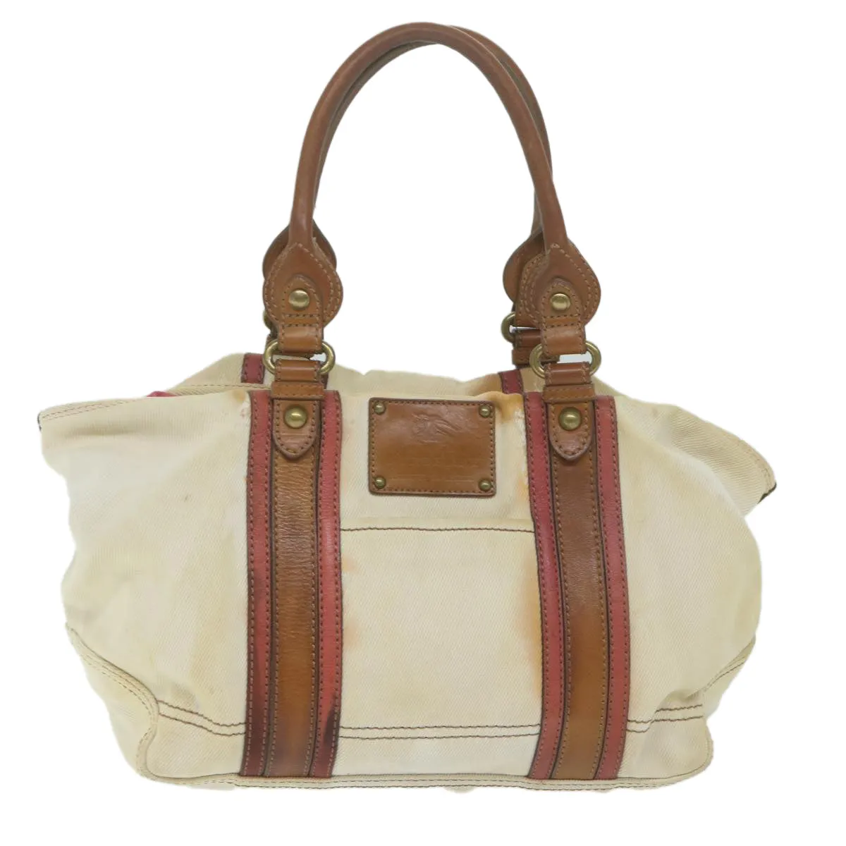 Trendy Inspired Burberry Blue Label Tote Bag Canvas Beige Auth Bs11502