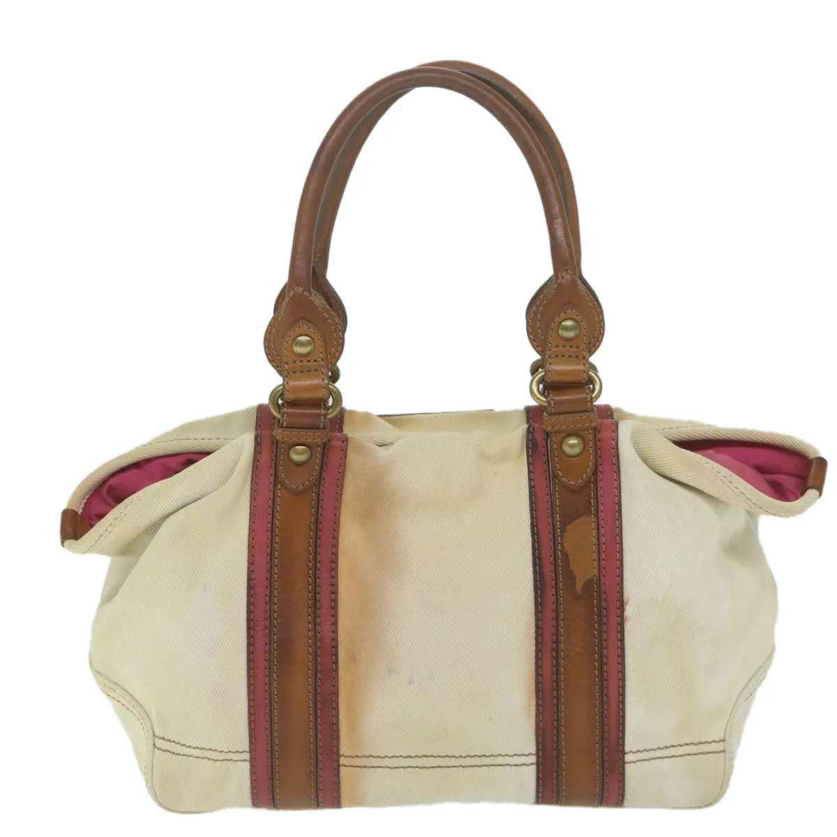Trendy Inspired Burberry Blue Label Tote Bag Canvas Beige Auth Bs11502