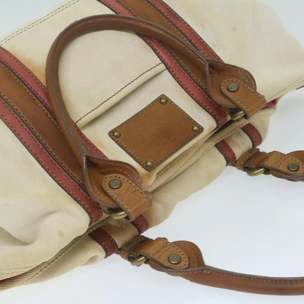 Trendy Inspired Burberry Blue Label Tote Bag Canvas Beige Auth Bs11502