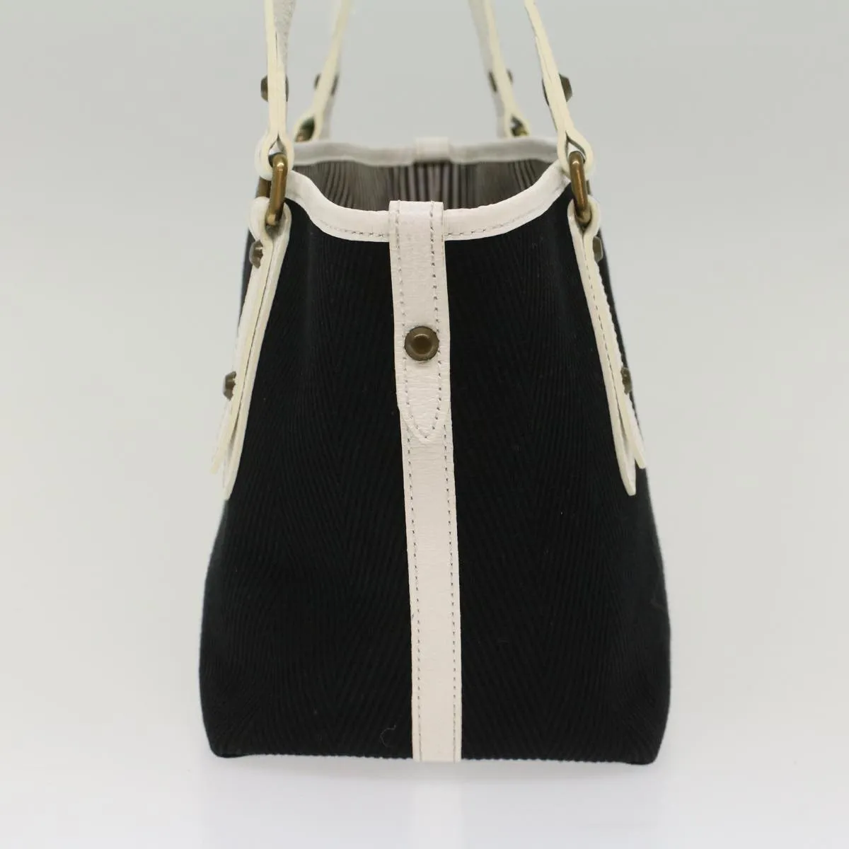 Trendy Inspired Burberry Blue Label Tote Bag Canvas Leather Black Auth Bs7373