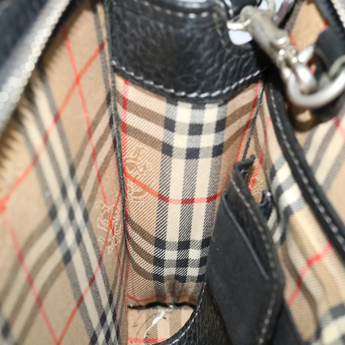 Trendy Inspired Burberry Clutch Bag Leather Black Auth Bs13248