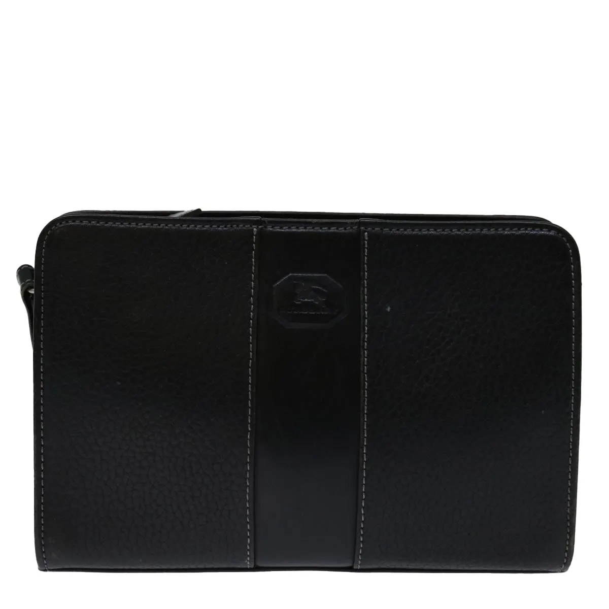 Trendy Inspired Burberry Clutch Bag Leather Black Auth Bs13248