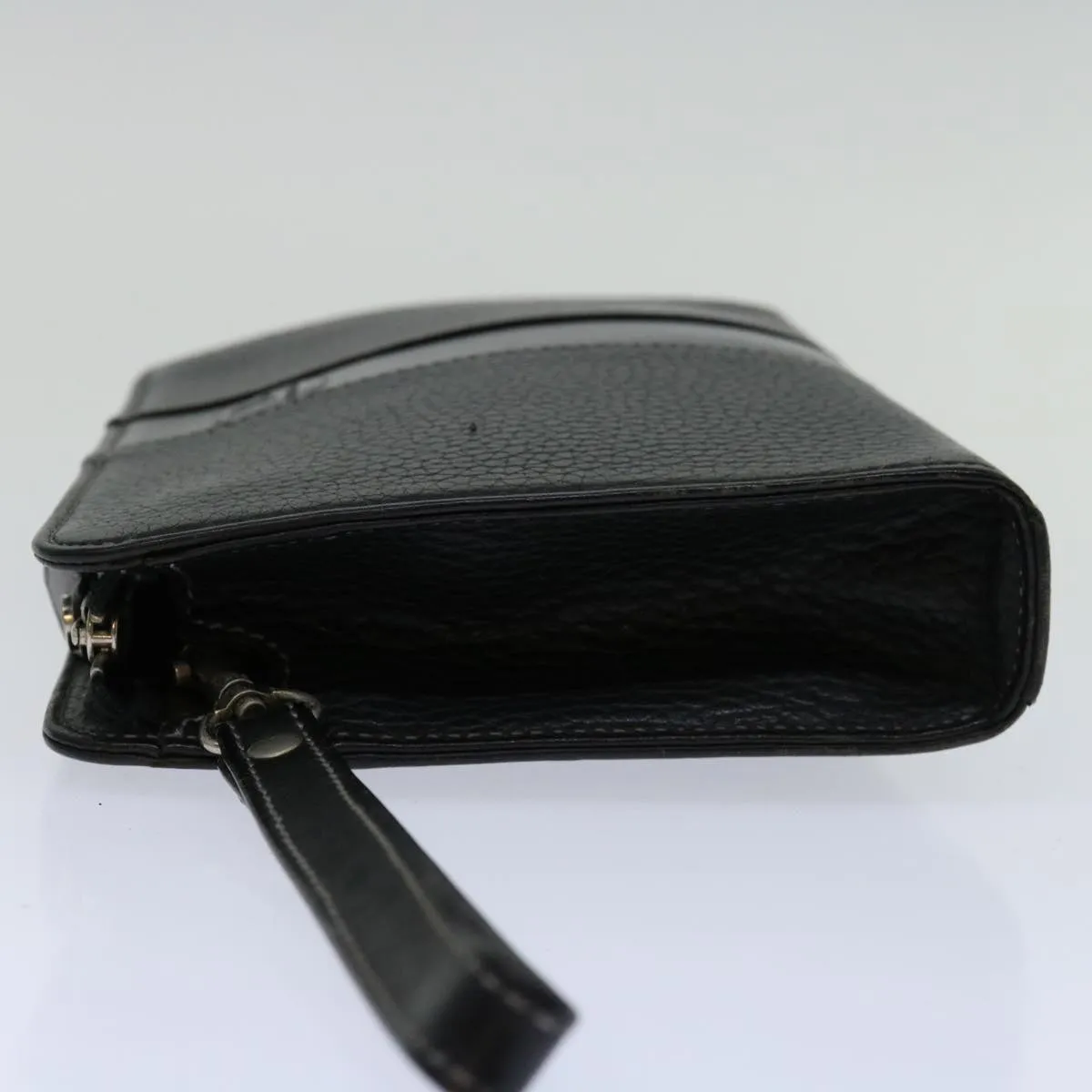 Trendy Inspired Burberry Clutch Bag Leather Black Auth Bs13248