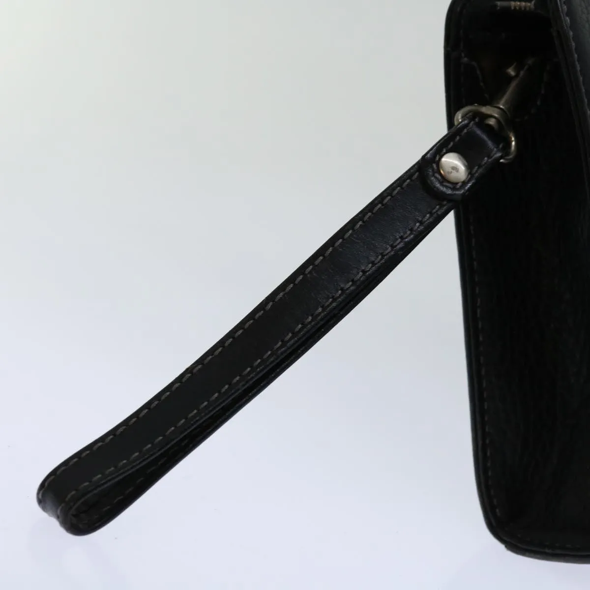 Trendy Inspired Burberry Clutch Bag Leather Black Auth Bs13248