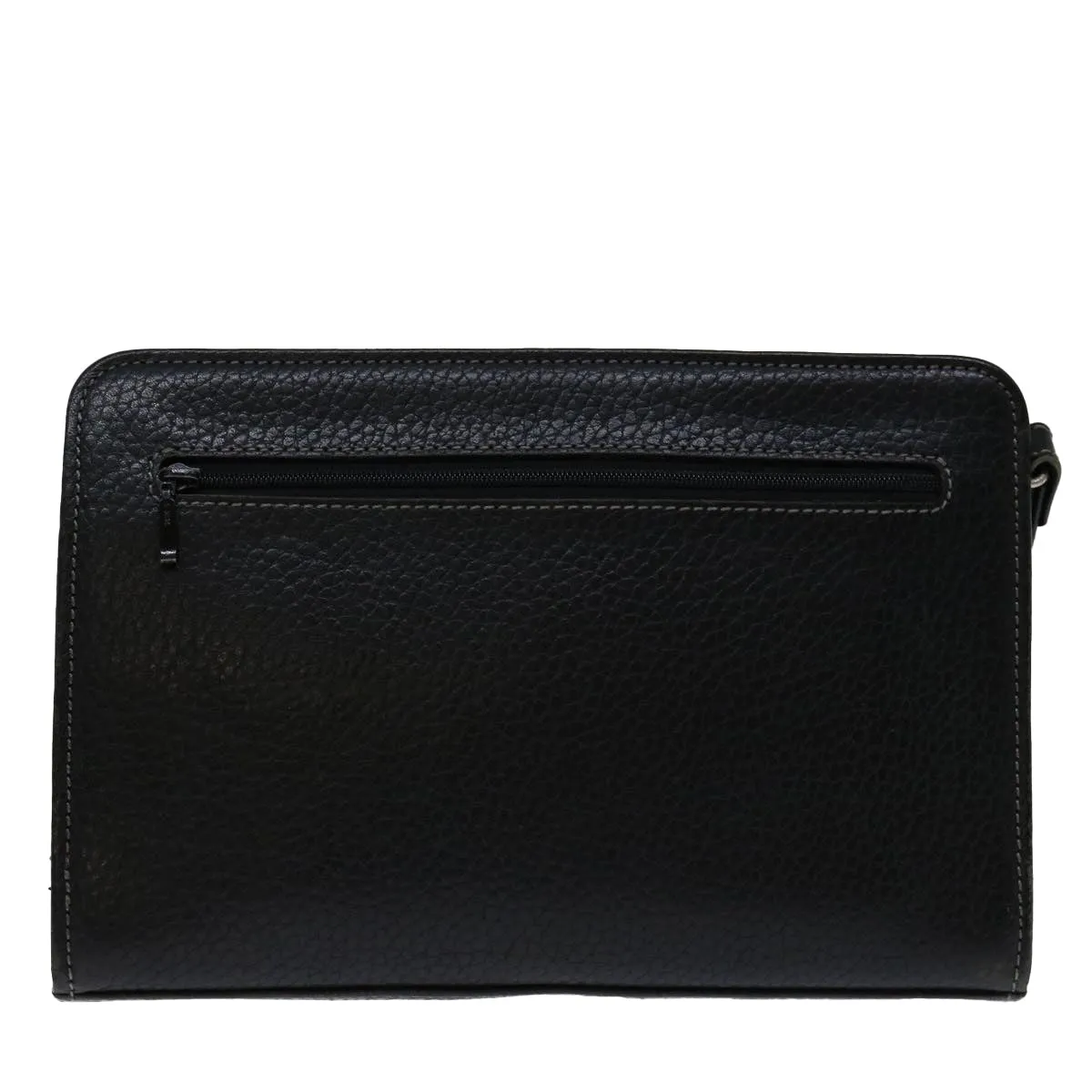Trendy Inspired Burberry Clutch Bag Leather Black Auth Bs13248
