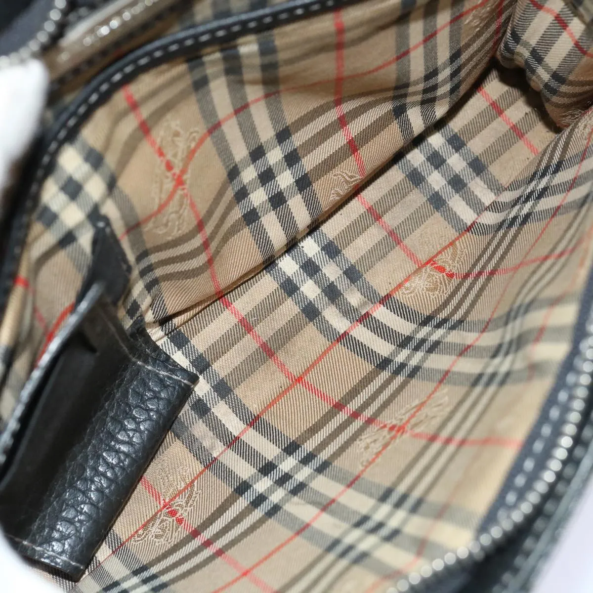 Trendy Inspired Burberry Clutch Bag Leather Black Auth Bs13248