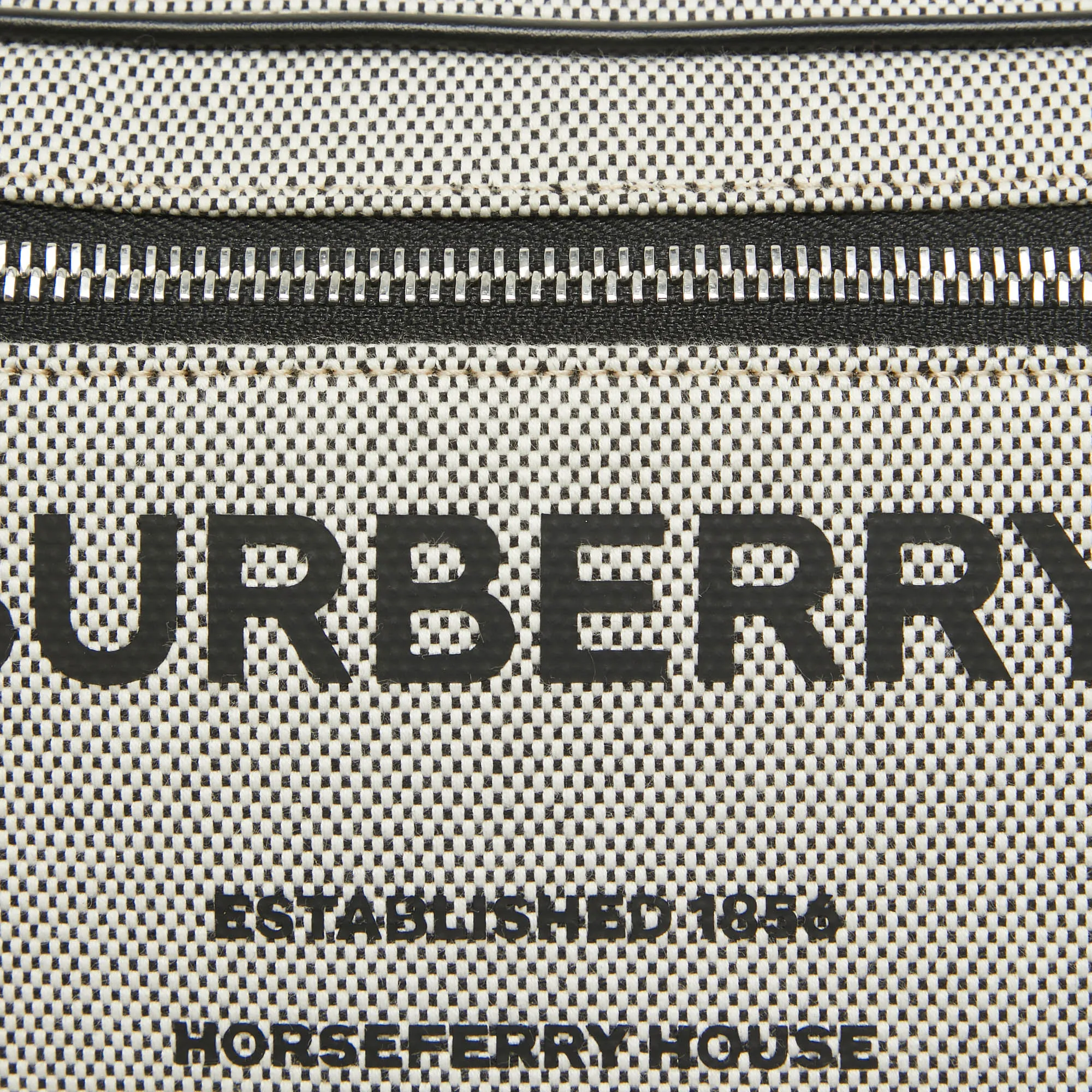 Trendy Inspired Burberry Grey/black Canvas And Leather West Belt Bag