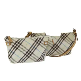 Trendy Inspired Burberry Nova Check Blue Label Shoulder Bag Canvas Beige Auth 75132