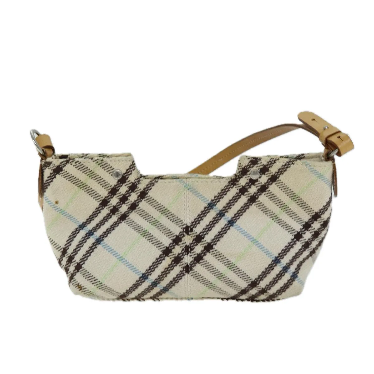 Trendy Inspired Burberry Nova Check Blue Label Shoulder Bag Canvas Beige Auth 75132