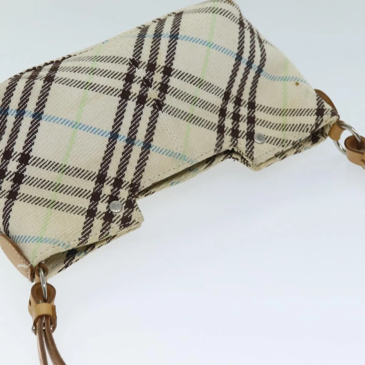 Trendy Inspired Burberry Nova Check Blue Label Shoulder Bag Canvas Beige Auth 75132
