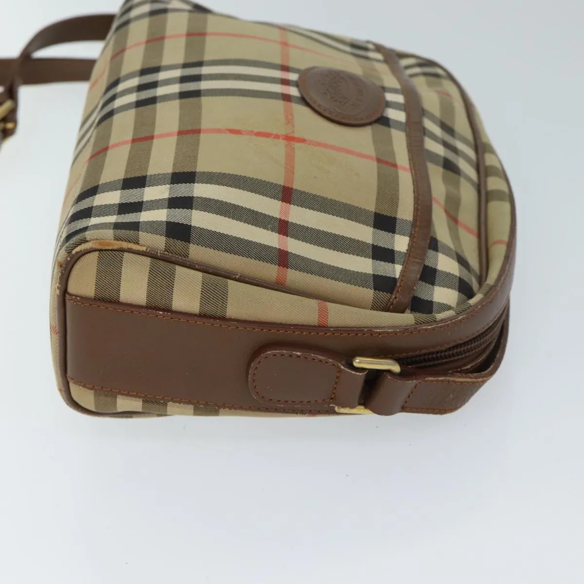 Trendy Inspired Burberry Nova Check Shoulder Bag Canvas Beige Auth 72502