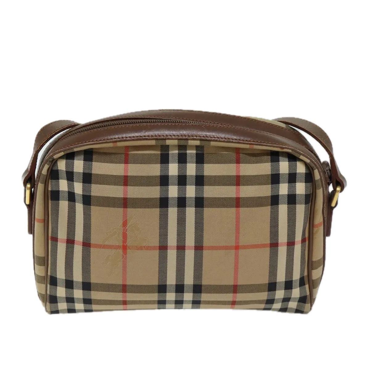 Trendy Inspired Burberry Nova Check Shoulder Bag Canvas Beige Auth 72502