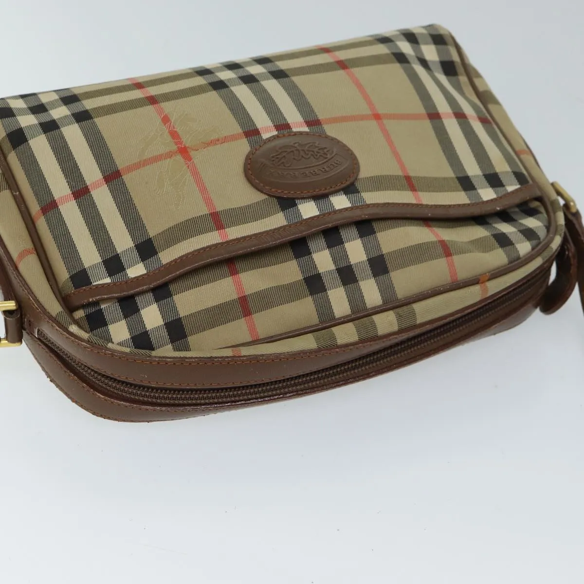 Trendy Inspired Burberry Nova Check Shoulder Bag Canvas Beige Auth 72502