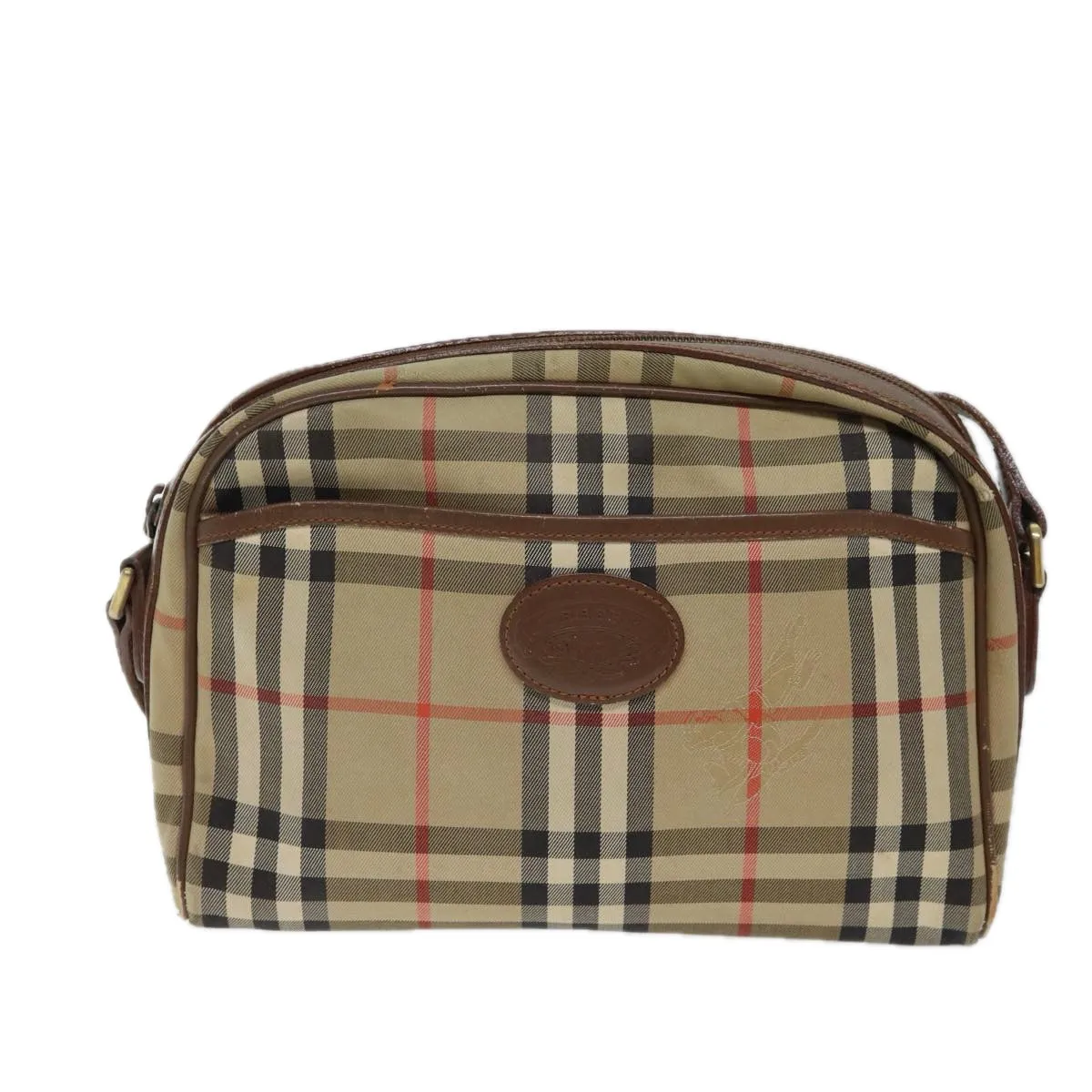 Trendy Inspired Burberry Nova Check Shoulder Bag Canvas Beige Auth 72502