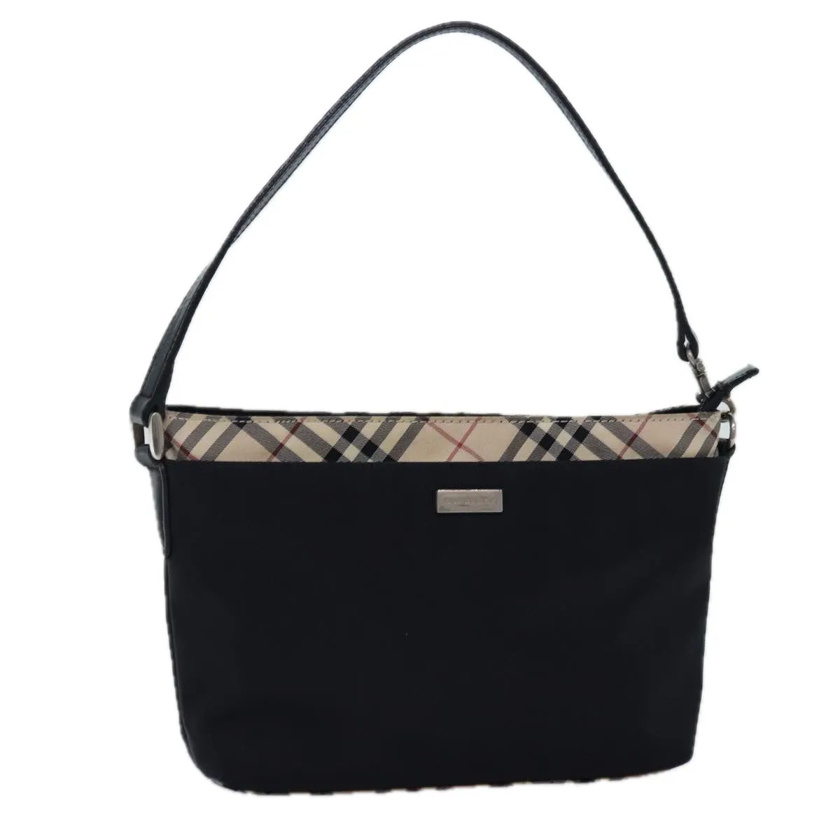 Trendy Inspired Burberry Nova Check Shoulder Bag Nylon Black Beige Auth Bs14564