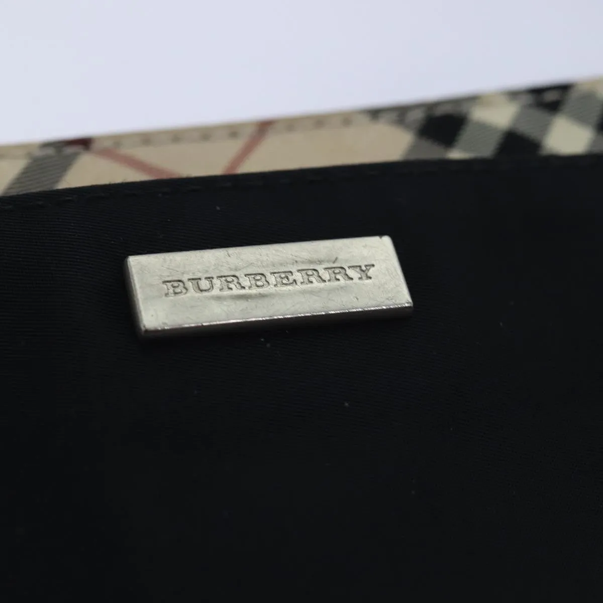 Trendy Inspired Burberry Nova Check Shoulder Bag Nylon Black Beige Auth Bs14564