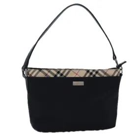 Trendy Inspired Burberry Nova Check Shoulder Bag Nylon Black Beige Auth Bs14564