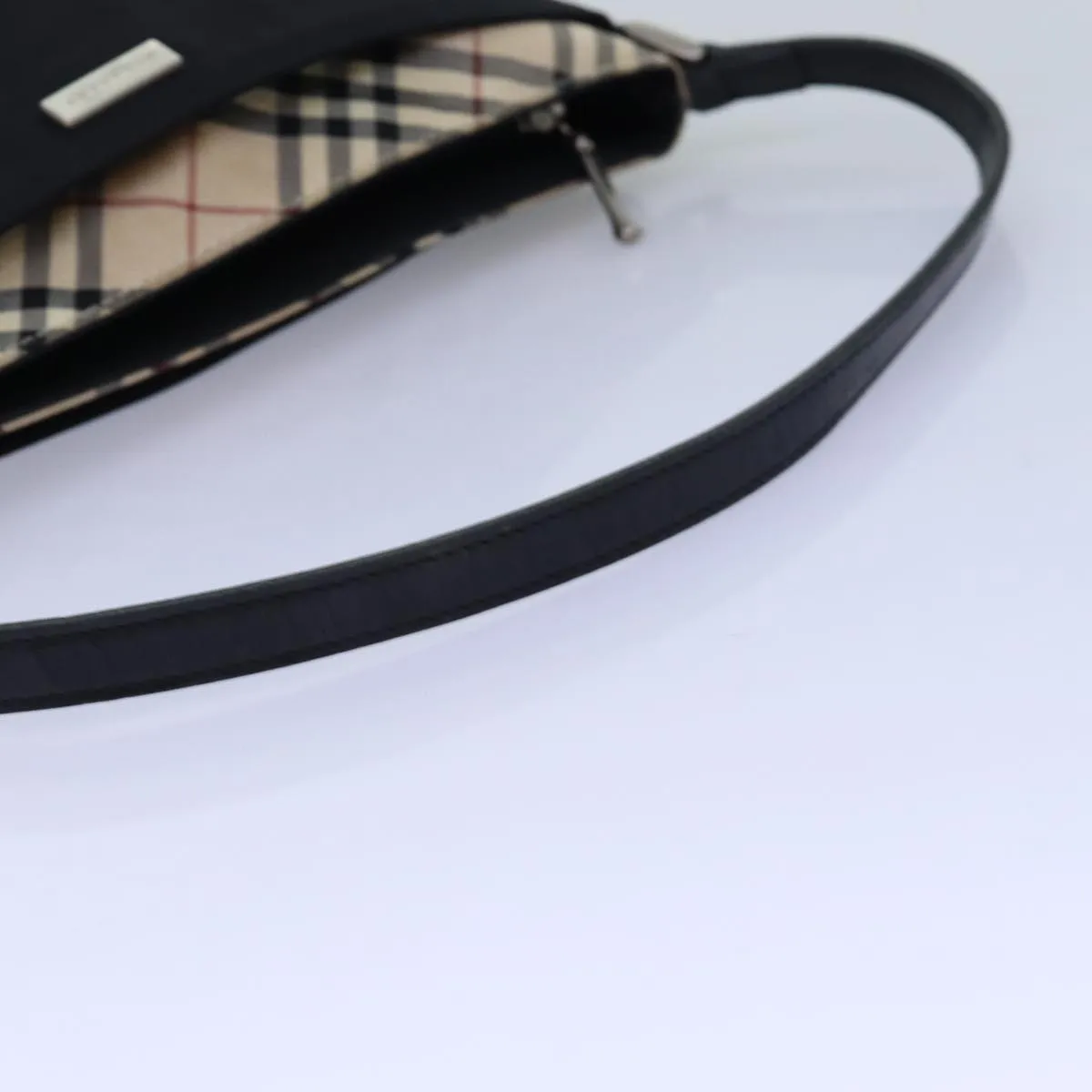Trendy Inspired Burberry Nova Check Shoulder Bag Nylon Black Beige Auth Bs14564