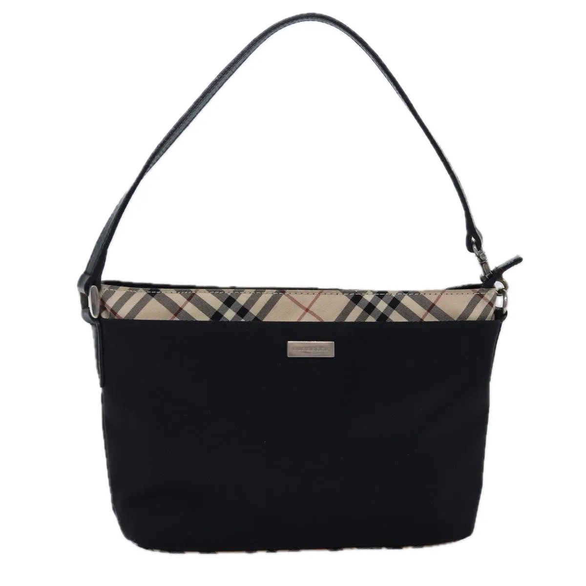 Trendy Inspired Burberry Nova Check Shoulder Bag Nylon Black Beige Auth Bs14564