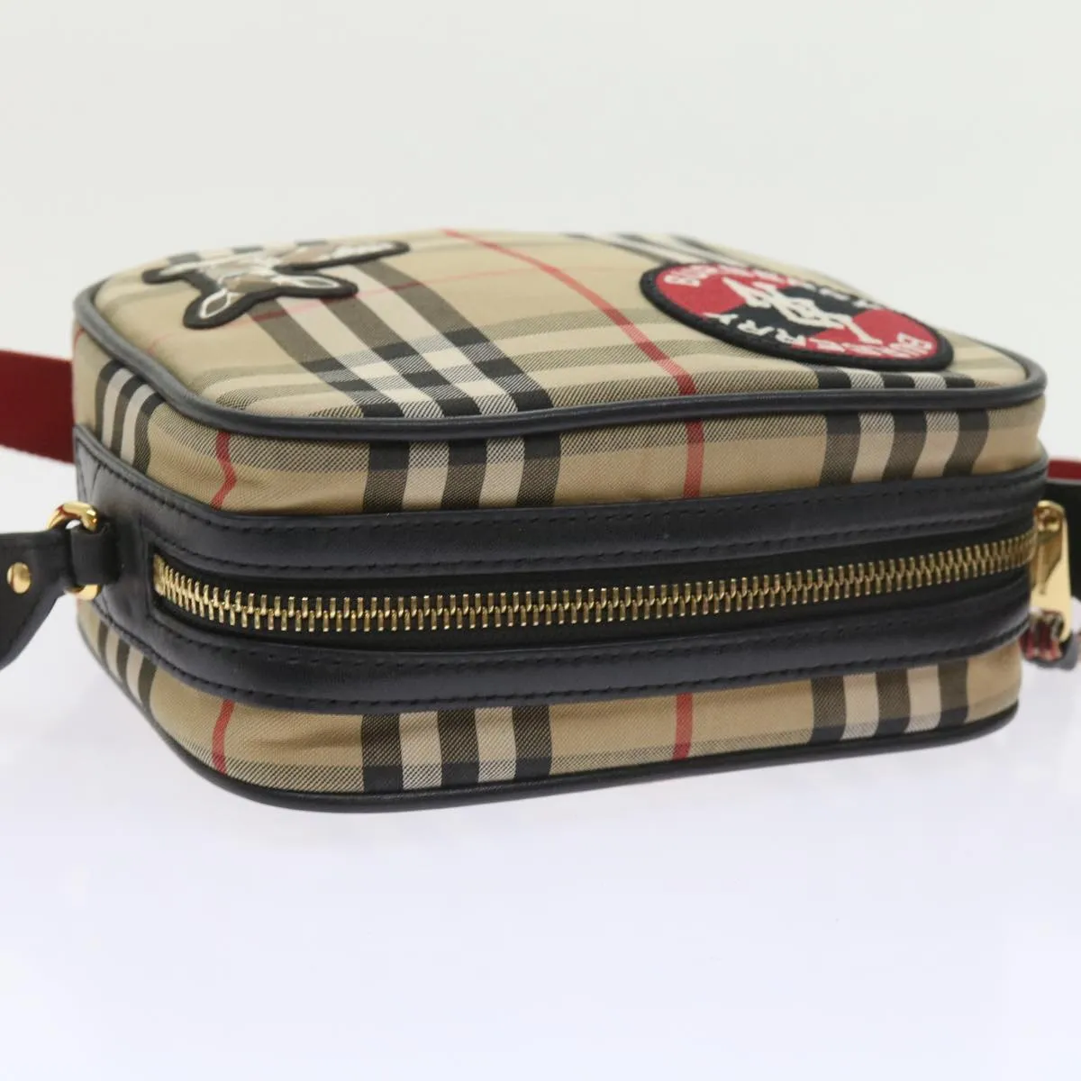 Trendy Inspired Burberry Nova Check Shoulder Bag Nylon Canvas Beige Auth 58996a