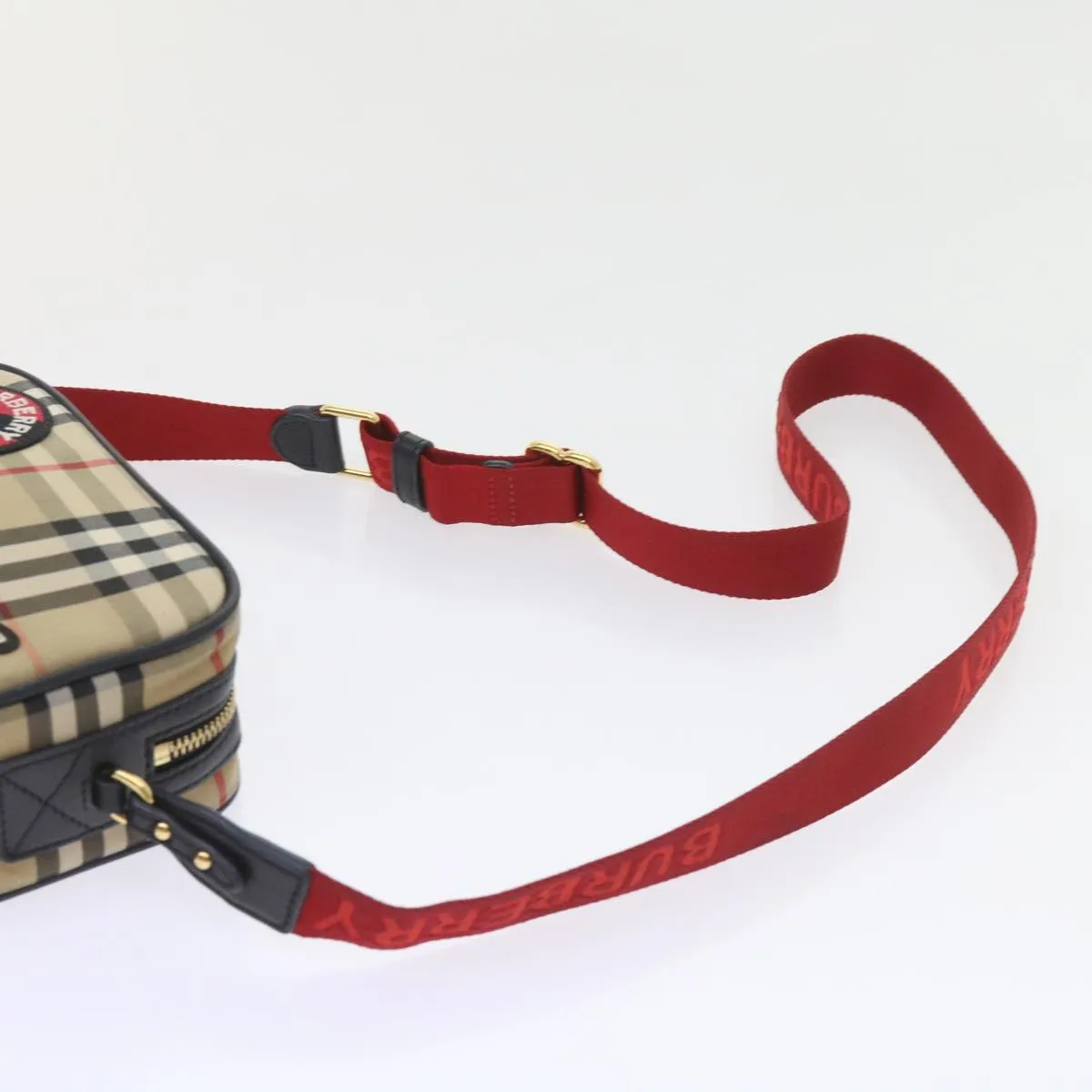Trendy Inspired Burberry Nova Check Shoulder Bag Nylon Canvas Beige Auth 58996a