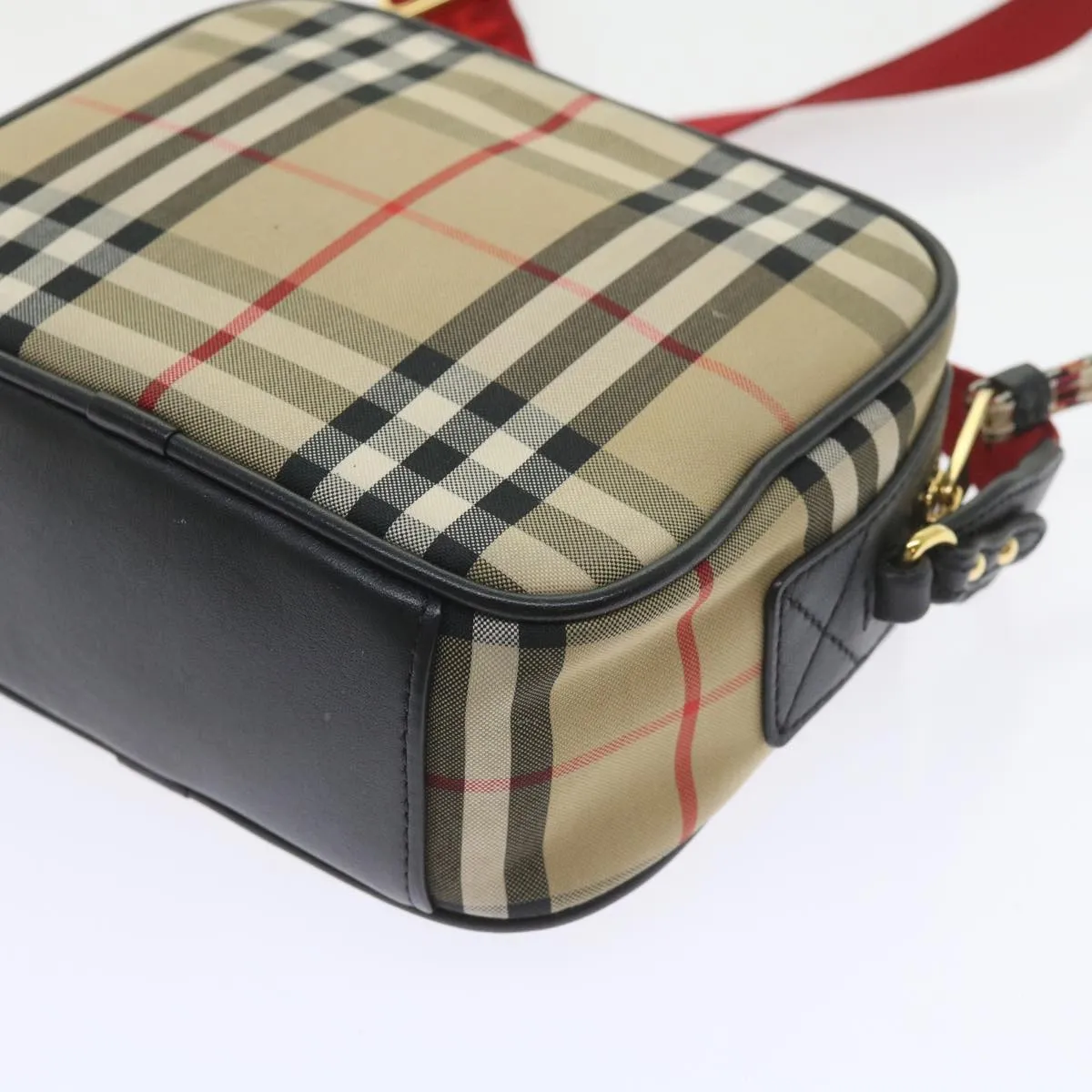 Trendy Inspired Burberry Nova Check Shoulder Bag Nylon Canvas Beige Auth 58996a