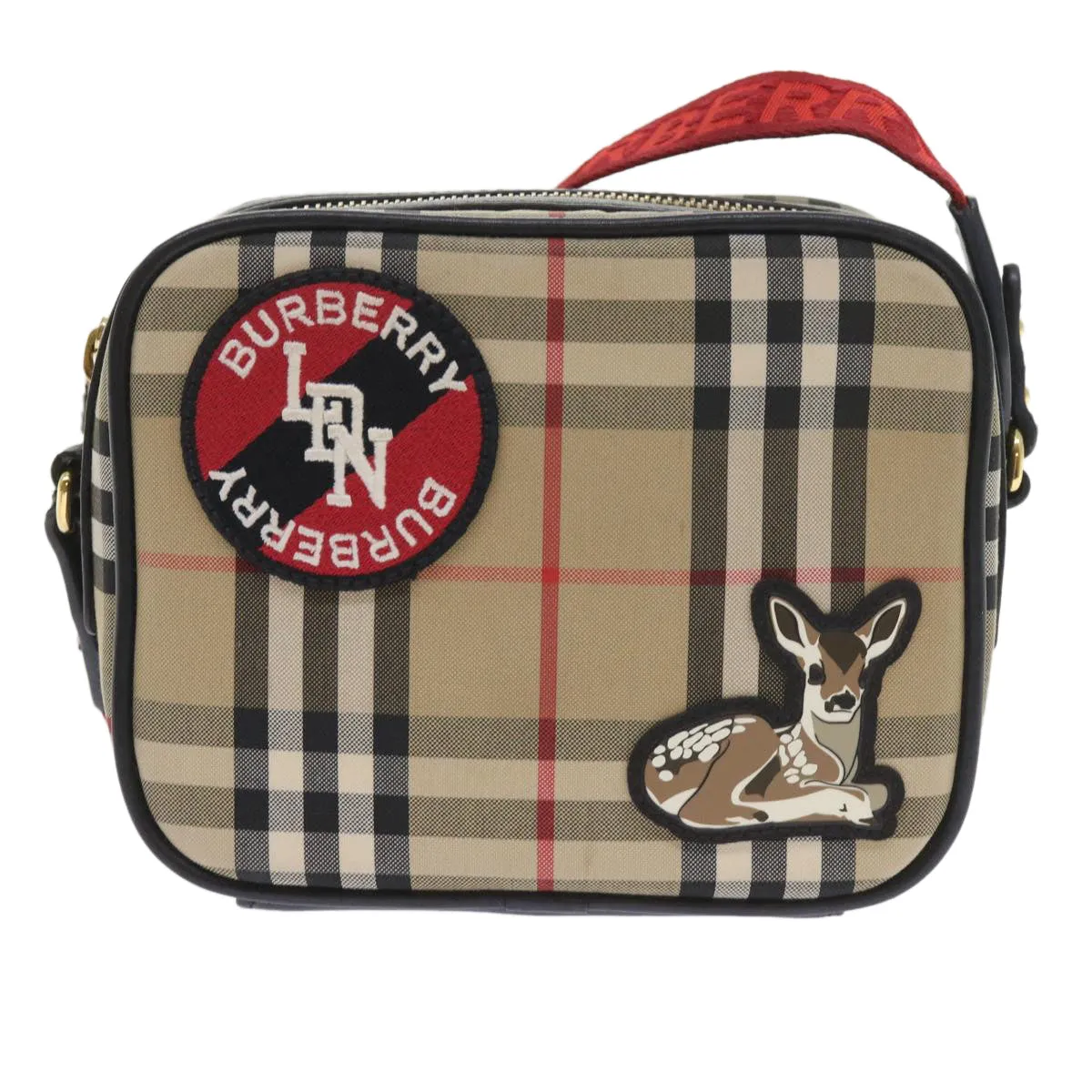 Trendy Inspired Burberry Nova Check Shoulder Bag Nylon Canvas Beige Auth 58996a