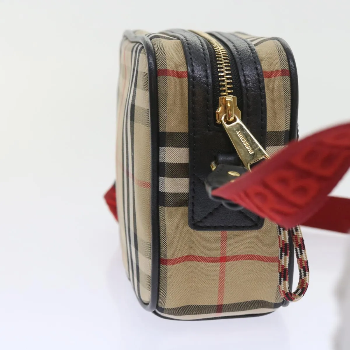 Trendy Inspired Burberry Nova Check Shoulder Bag Nylon Canvas Beige Auth 58996a