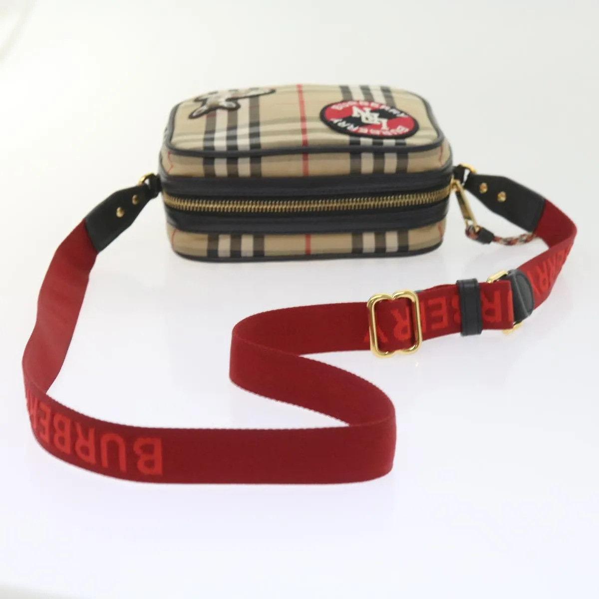 Trendy Inspired Burberry Nova Check Shoulder Bag Nylon Canvas Beige Auth 58996a