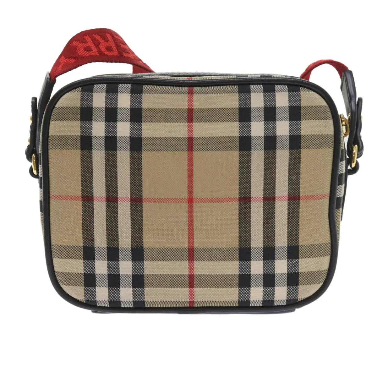 Trendy Inspired Burberry Nova Check Shoulder Bag Nylon Canvas Beige Auth 58996a