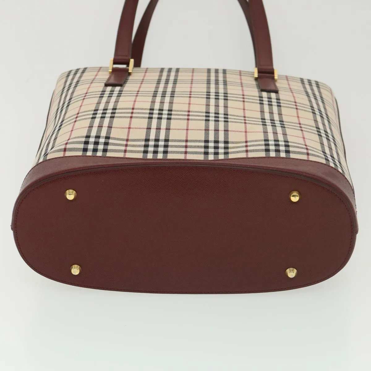 Trendy Inspired Burberry Nova Check Tote Bag Nylon Beige Auth Yk6343