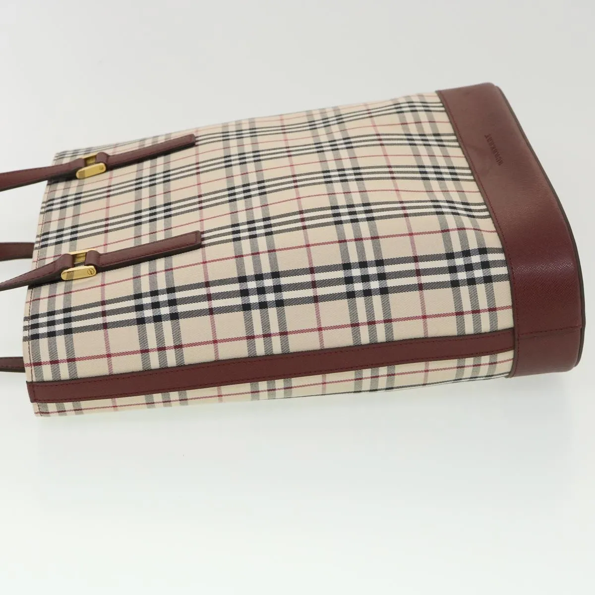 Trendy Inspired Burberry Nova Check Tote Bag Nylon Beige Auth Yk6343