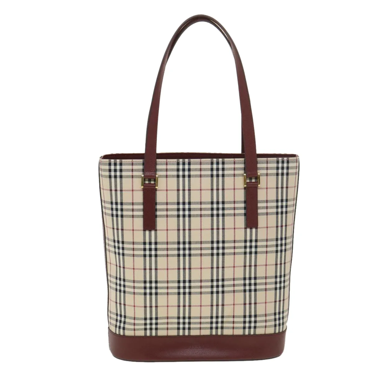 Trendy Inspired Burberry Nova Check Tote Bag Nylon Beige Auth Yk6343