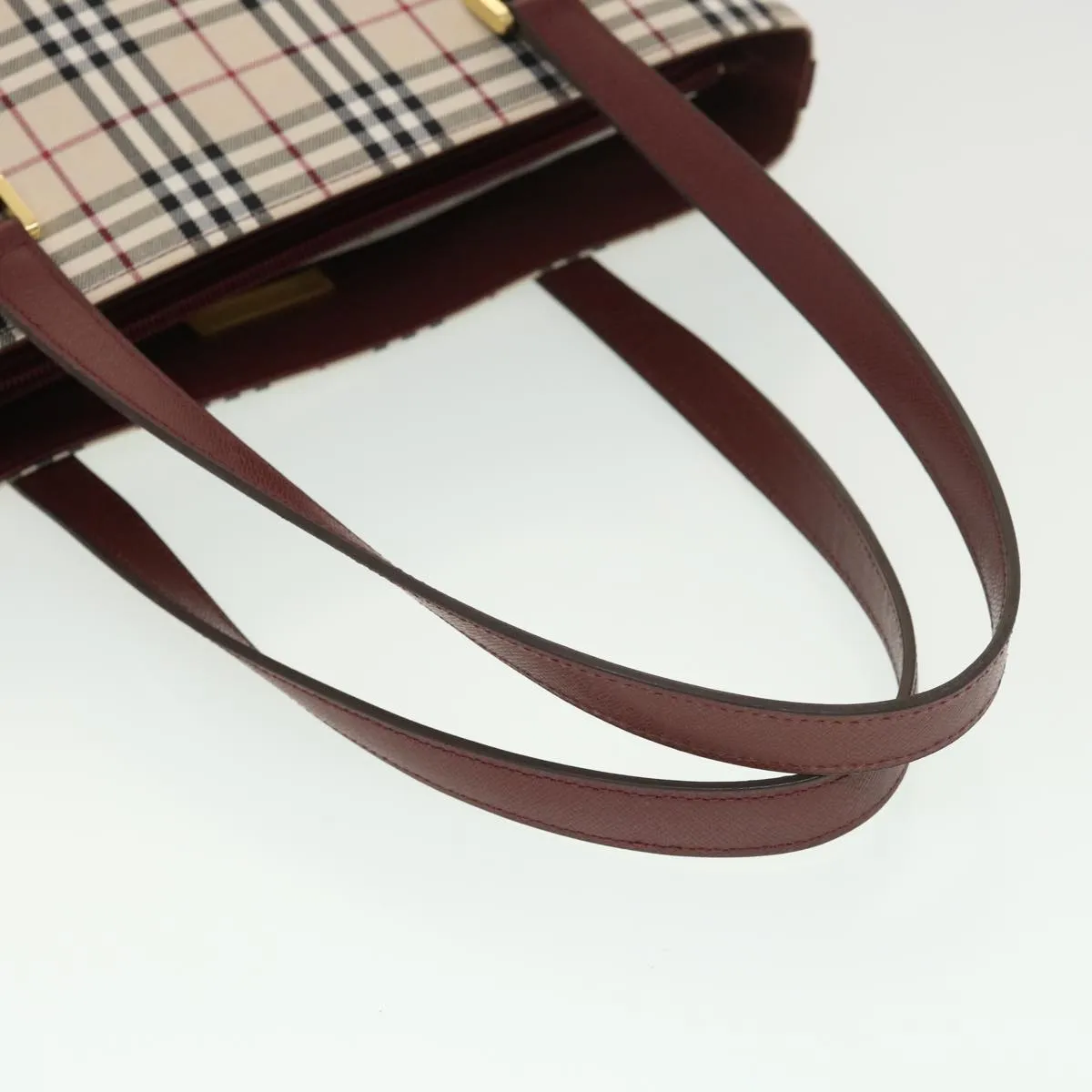 Trendy Inspired Burberry Nova Check Tote Bag Nylon Beige Auth Yk6343