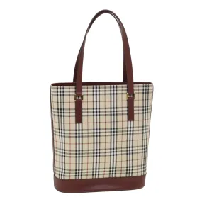 Trendy Inspired Burberry Nova Check Tote Bag Nylon Beige Auth Yk6343