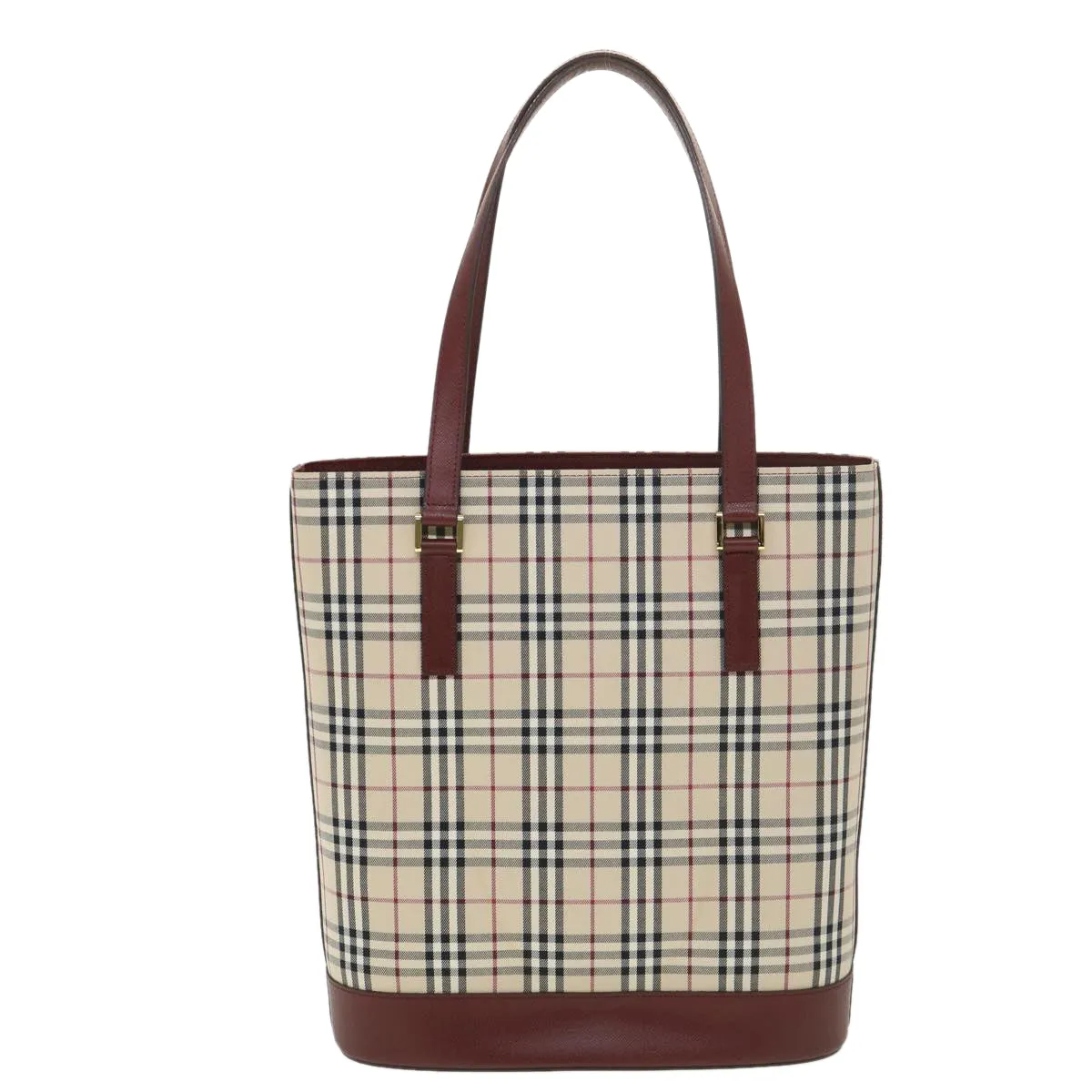 Trendy Inspired Burberry Nova Check Tote Bag Nylon Beige Auth Yk6343