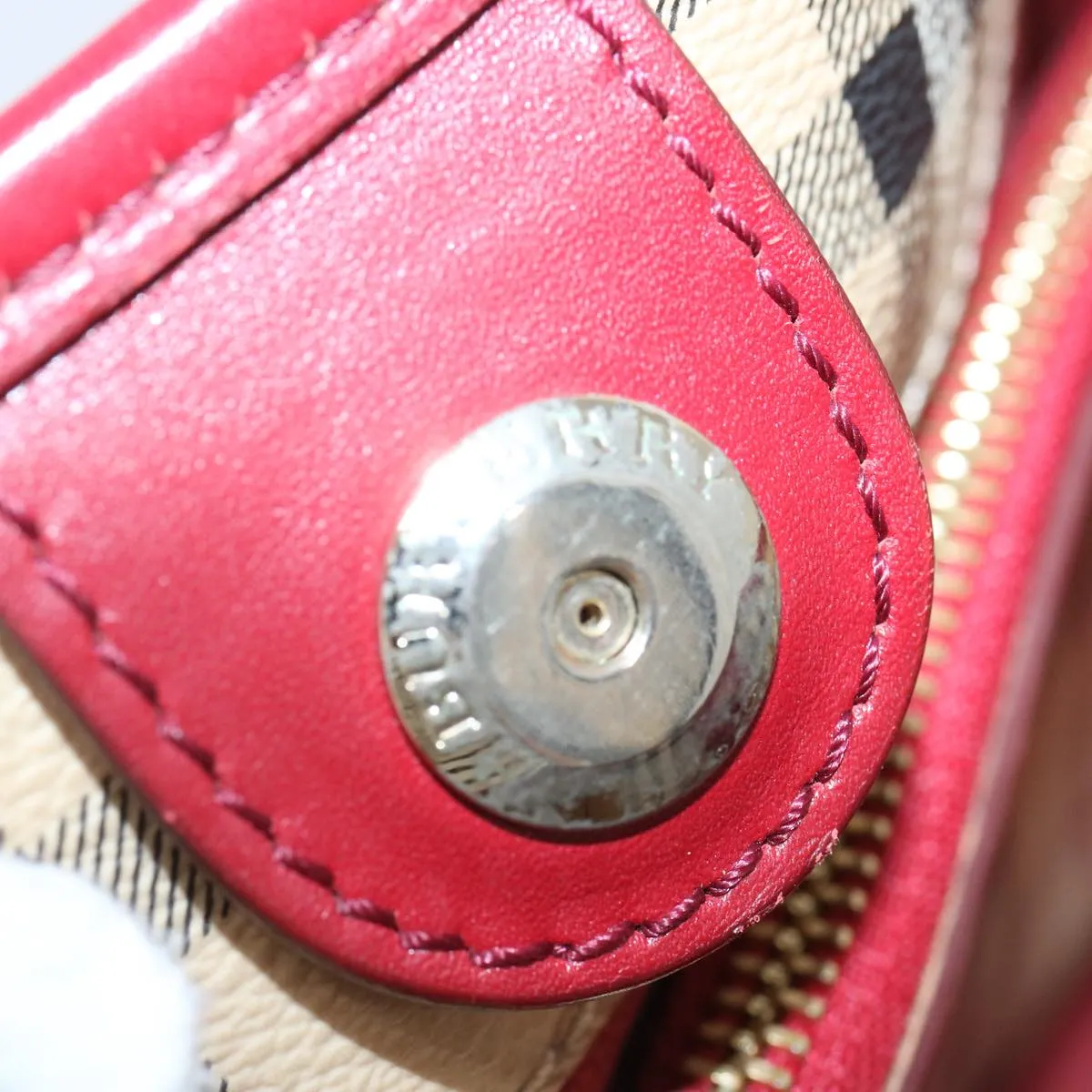 Trendy Inspired Burberry Nova Check Tote Bag Pvc Beige Red Auth 66734